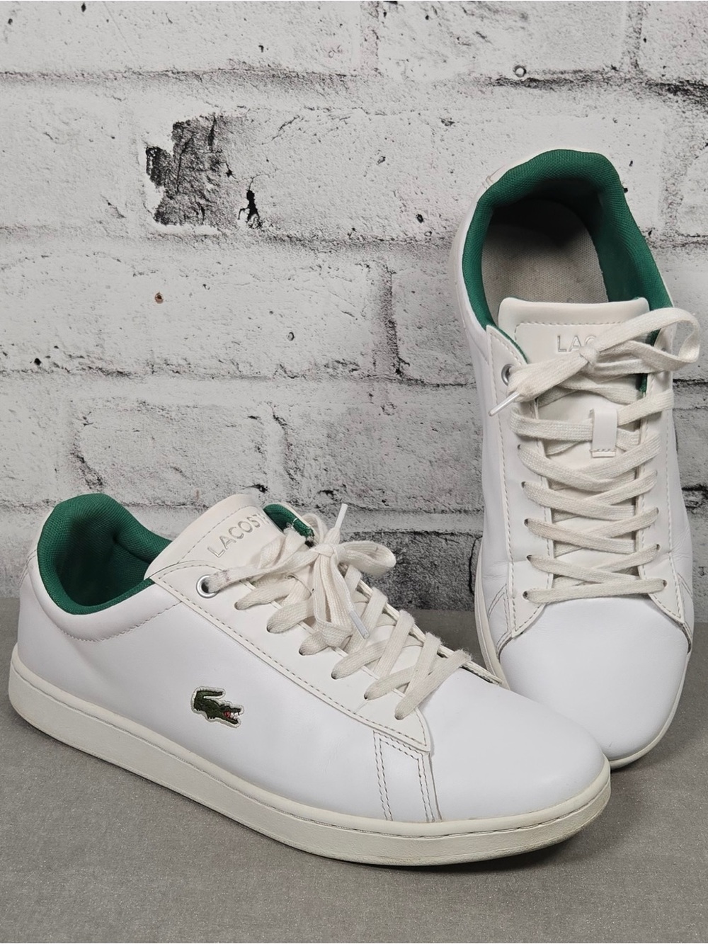 Lacoste Hydez White Green Leather Sneakers Shoes Size 10